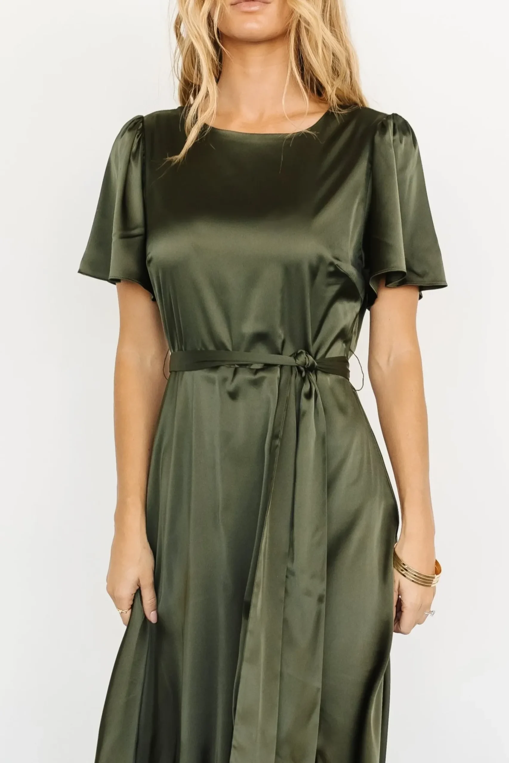 Baltic Born WEDDING SUITE|wedding guest|Agnes Satin Maxi Dress | Juniper Green