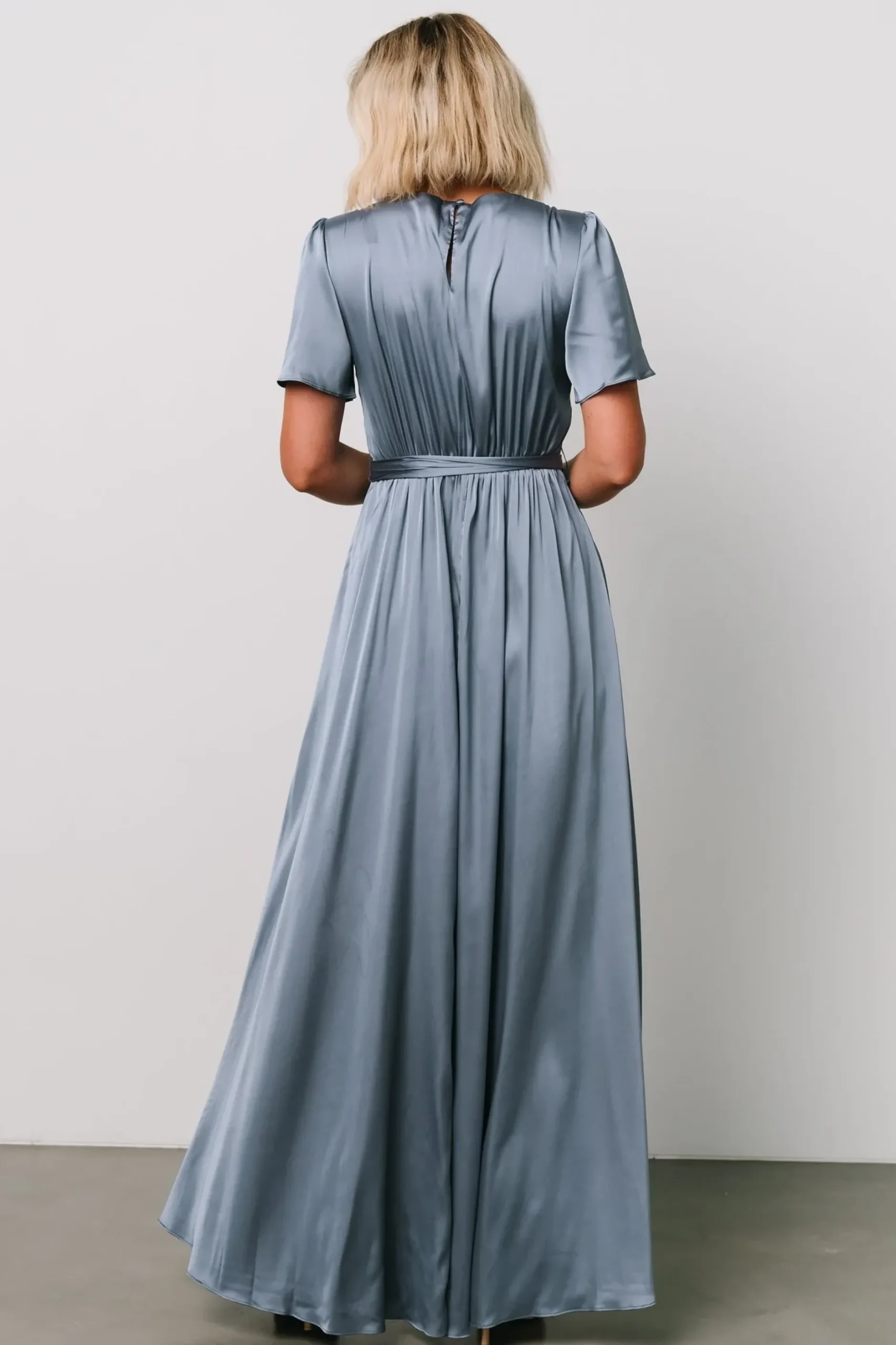 Baltic Born WEDDING SUITE|wedding guest|Agnes Satin Maxi Dress | Whisper Blue