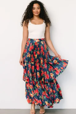 Baltic Born skirts|Alaina Tiered Maxi Skirt | Navy Floral