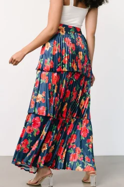 Baltic Born skirts|Alaina Tiered Maxi Skirt | Navy Floral
