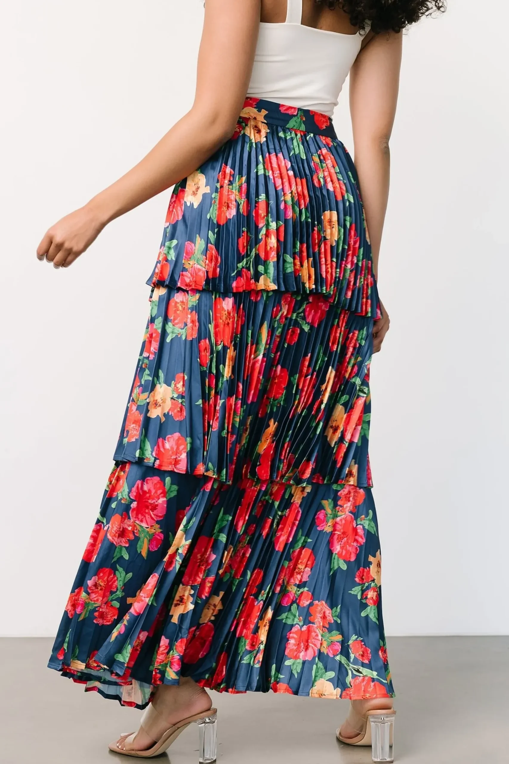 Baltic Born skirts|Alaina Tiered Maxi Skirt | Navy Floral