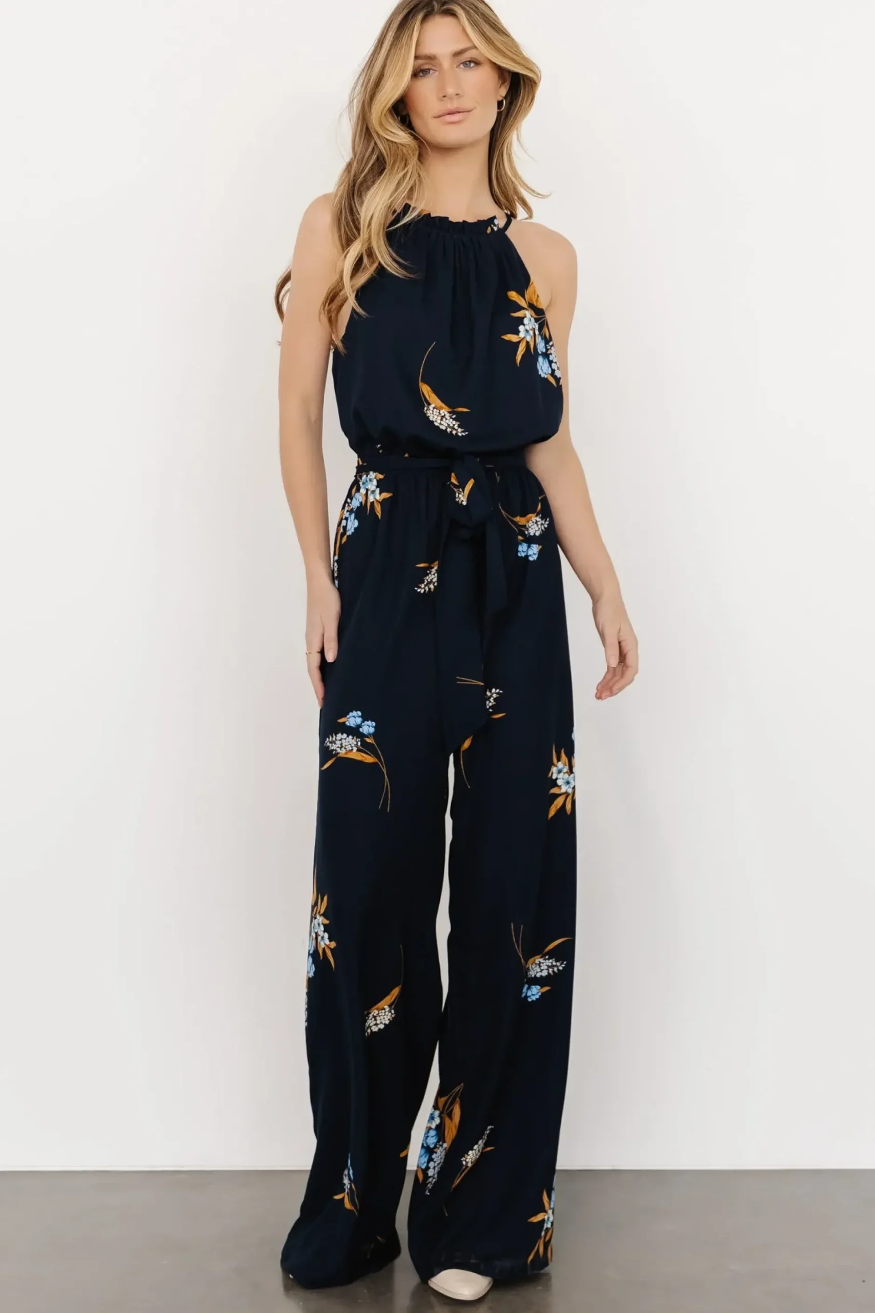 Baltic Born JUMPSUITS + ROMPERS|Alameda Halter Jumpsuit | Navy Blue Floral
