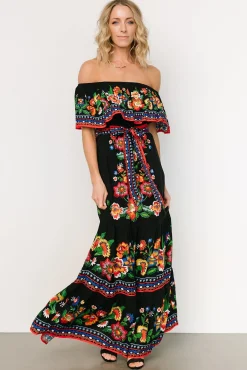 Baltic Born DRESSES|maxi dresses|Alejandra Maxi Dress | Black Multi Floral