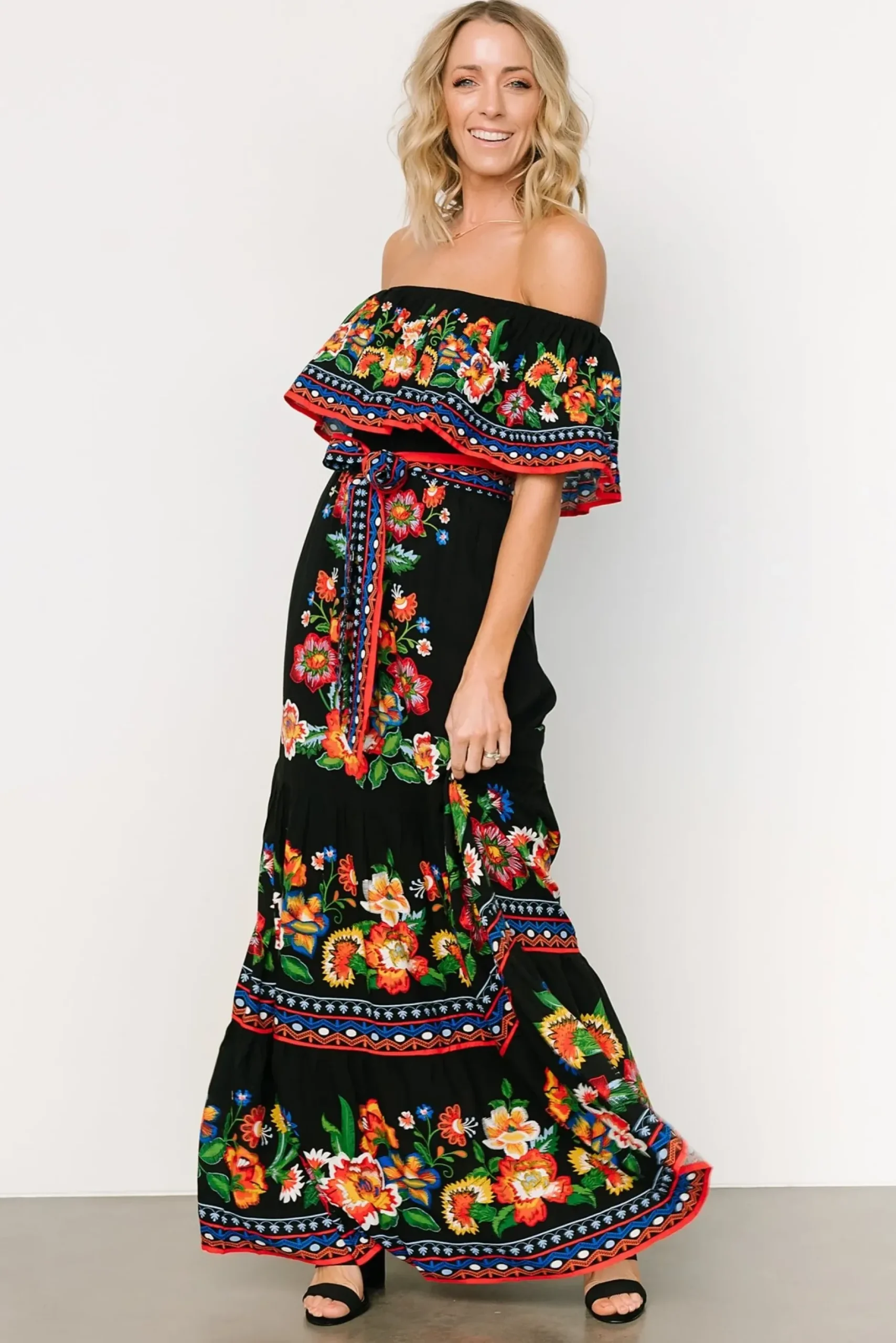 Baltic Born DRESSES|maxi dresses|Alejandra Maxi Dress | Black Multi Floral