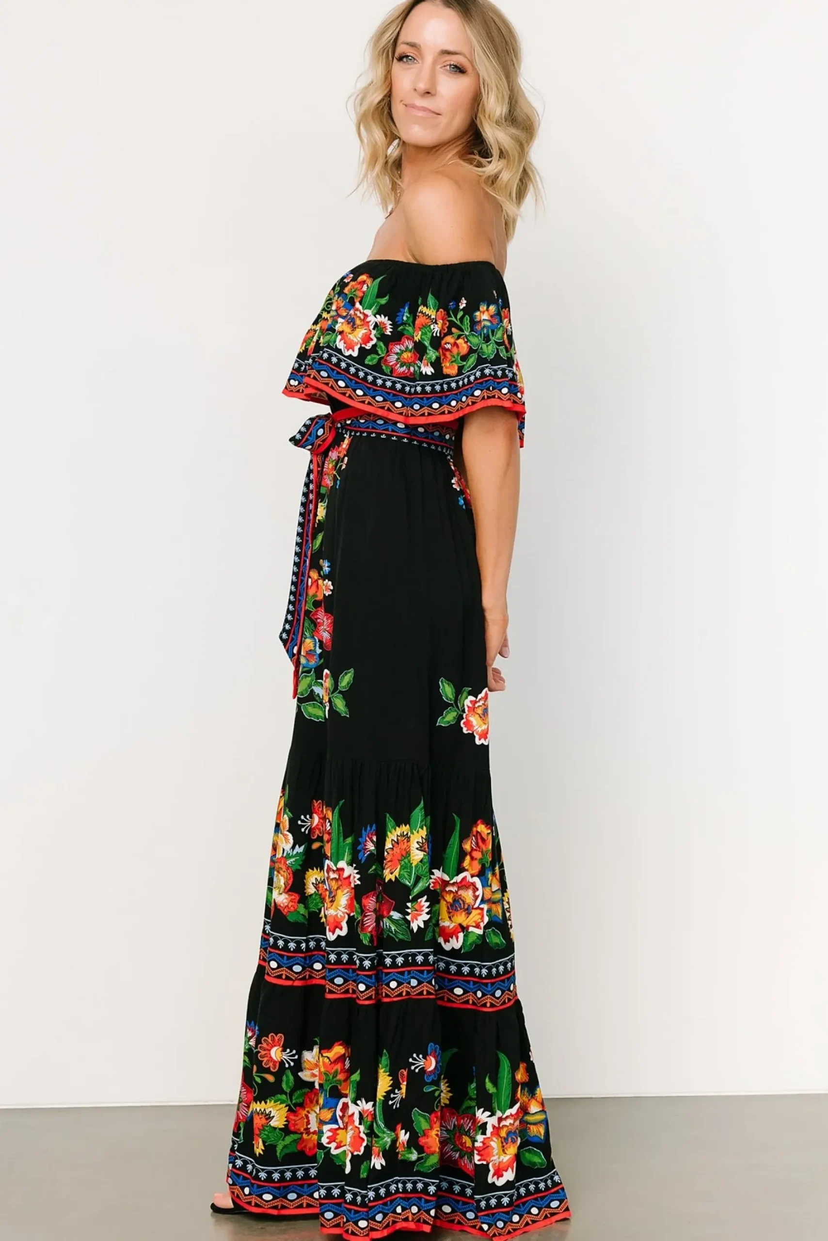 Baltic Born DRESSES|maxi dresses|Alejandra Maxi Dress | Black Multi Floral