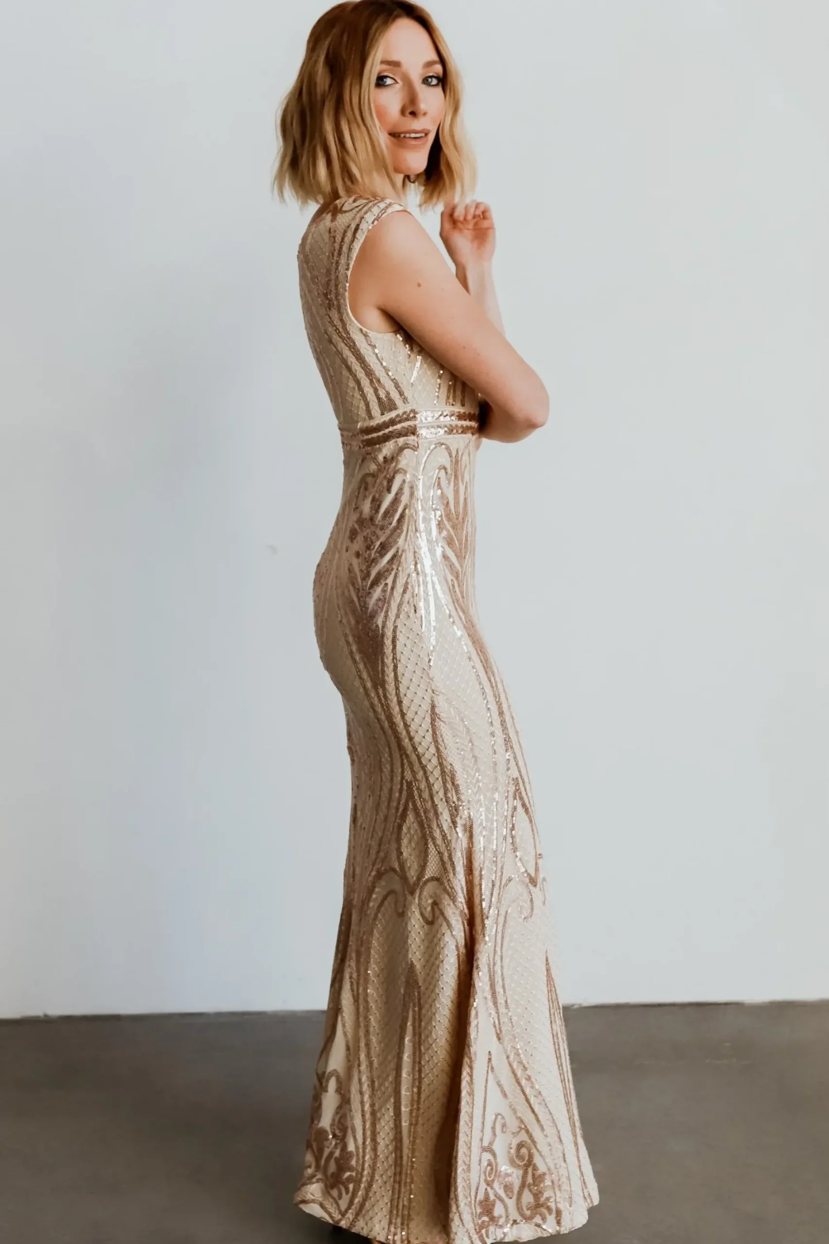 Baltic Born embellished + sequined|Alessia Sequin Gown | Champagne