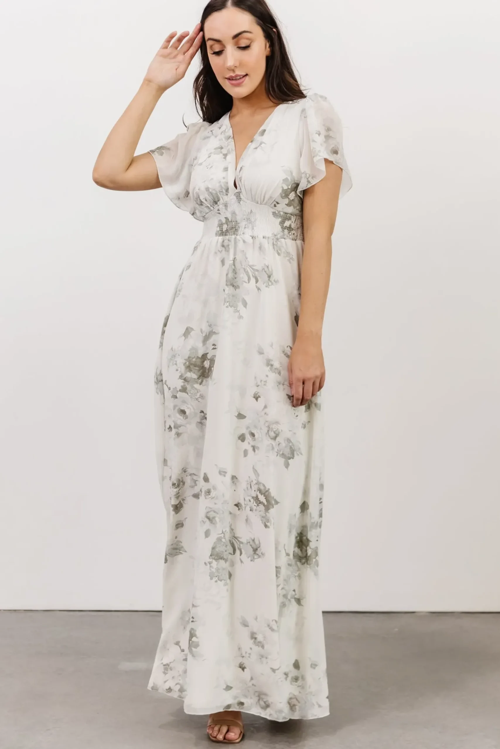 Baltic Born SALE|Alexandria Smocked Maxi Dress | Dusty Sage Floral