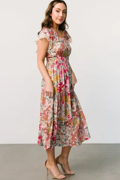 Baltic Born midi dresses|EXTENDED SIZING|Aliyah Midi Dress | Cream Multi Floral