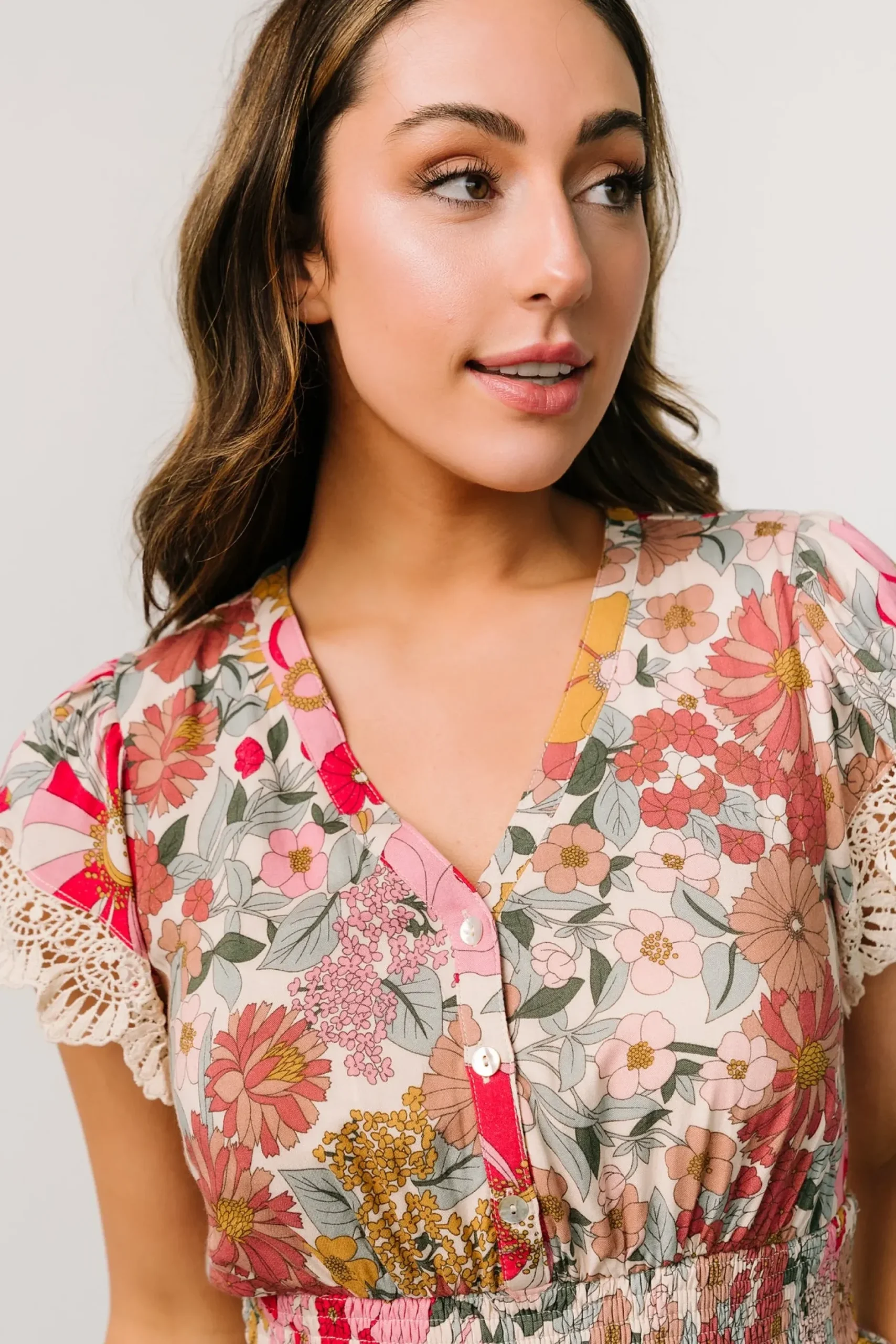 Baltic Born midi dresses|EXTENDED SIZING|Aliyah Midi Dress | Cream Multi Floral