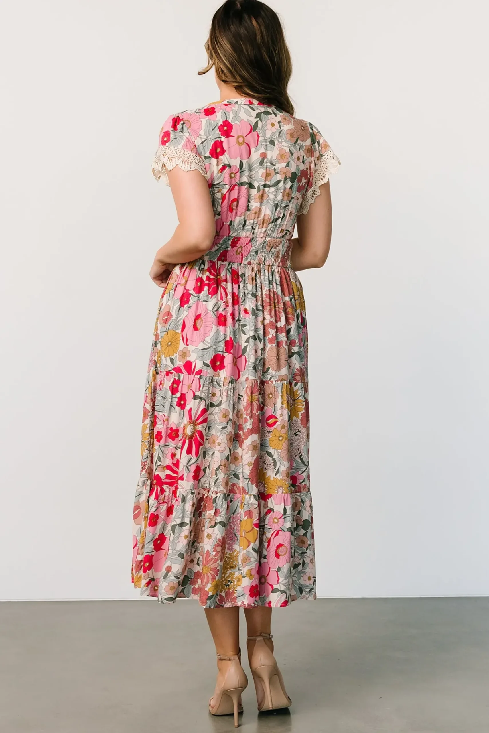 Baltic Born midi dresses|EXTENDED SIZING|Aliyah Midi Dress | Cream Multi Floral