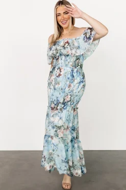 Baltic Born SALE|Amalfi Smocked Maxi Dress | Blue Floral