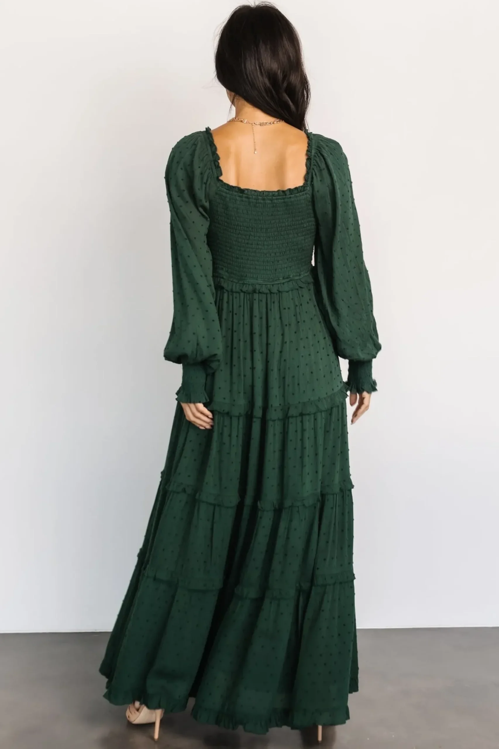 Baltic Born maxi dresses|EXTENDED SIZING|Amanda Smocked Dotted Maxi Dress | Evergreen