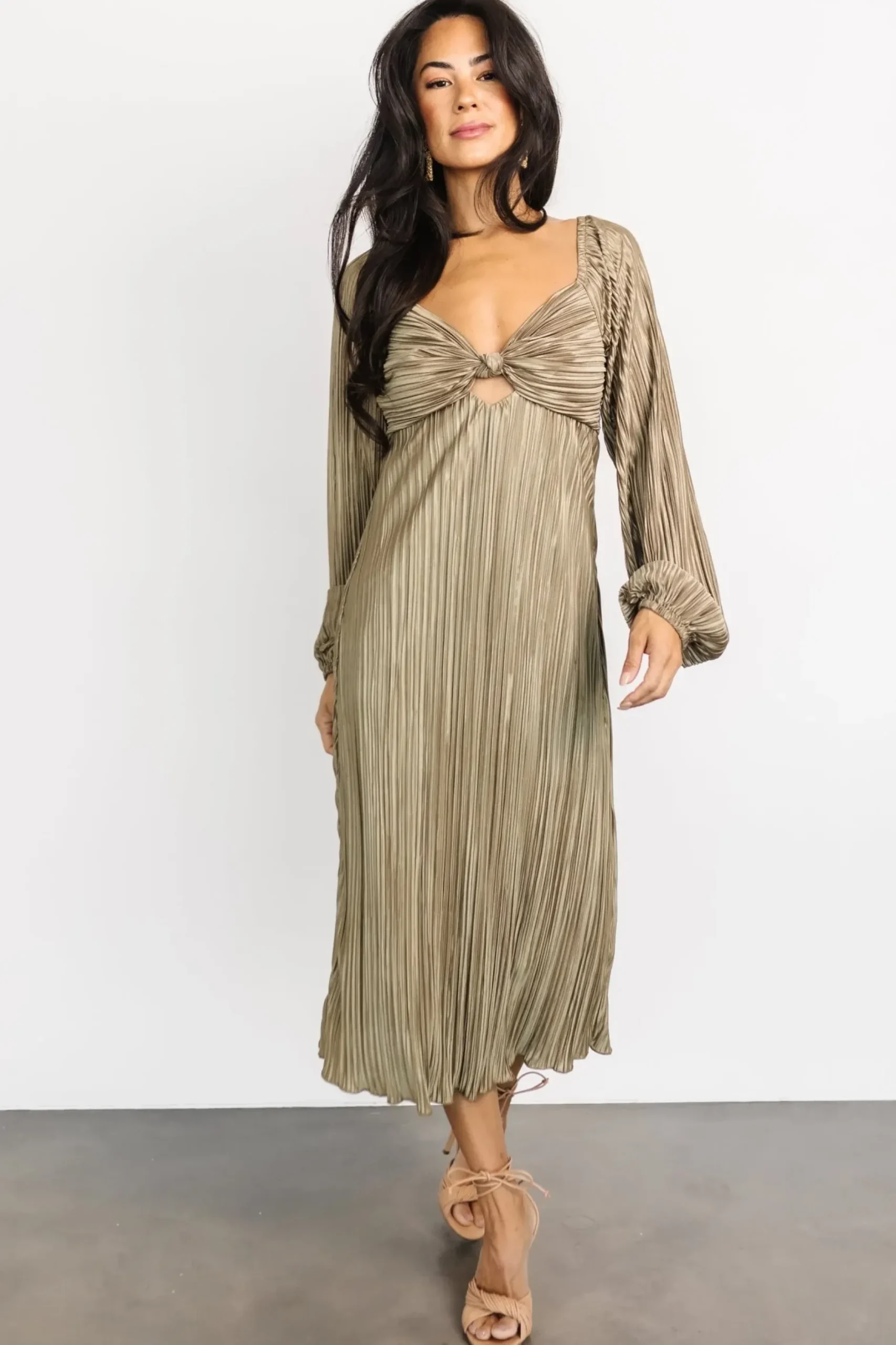 Baltic Born DRESSES|midi dresses|Amani Pleated Midi Dress | Olive