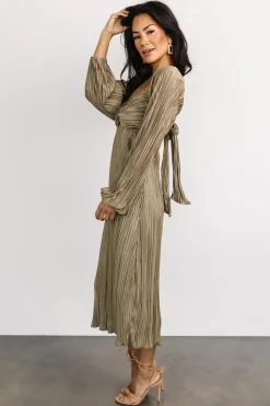 Baltic Born DRESSES|midi dresses|Amani Pleated Midi Dress | Olive