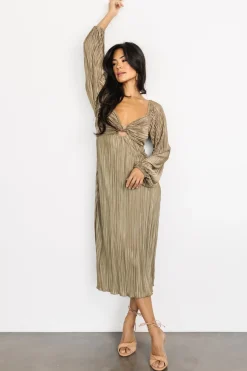 Baltic Born DRESSES|midi dresses|Amani Pleated Midi Dress | Olive