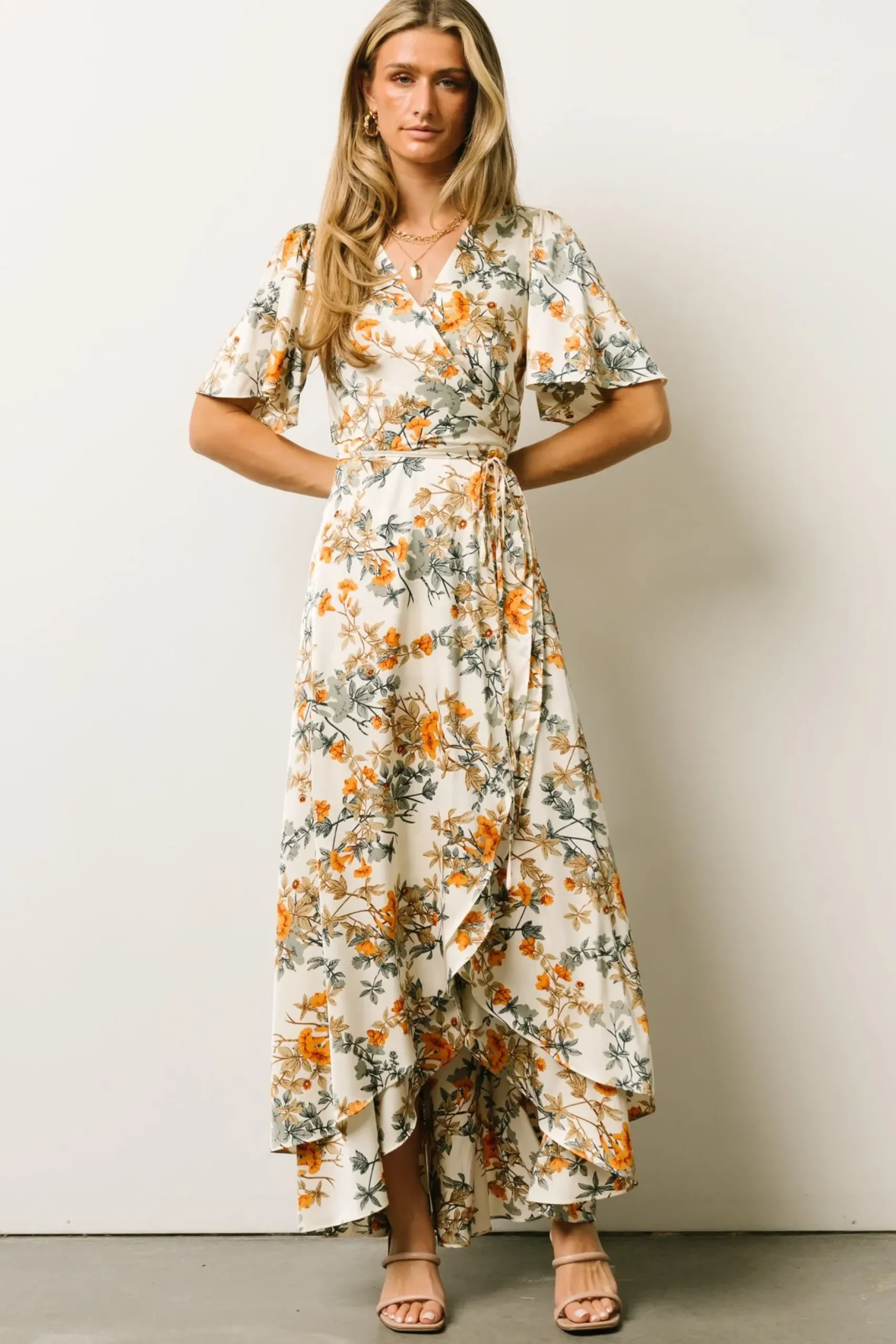 Baltic Born SALE|Amara Wrap Dress | Ivory Multi Floral