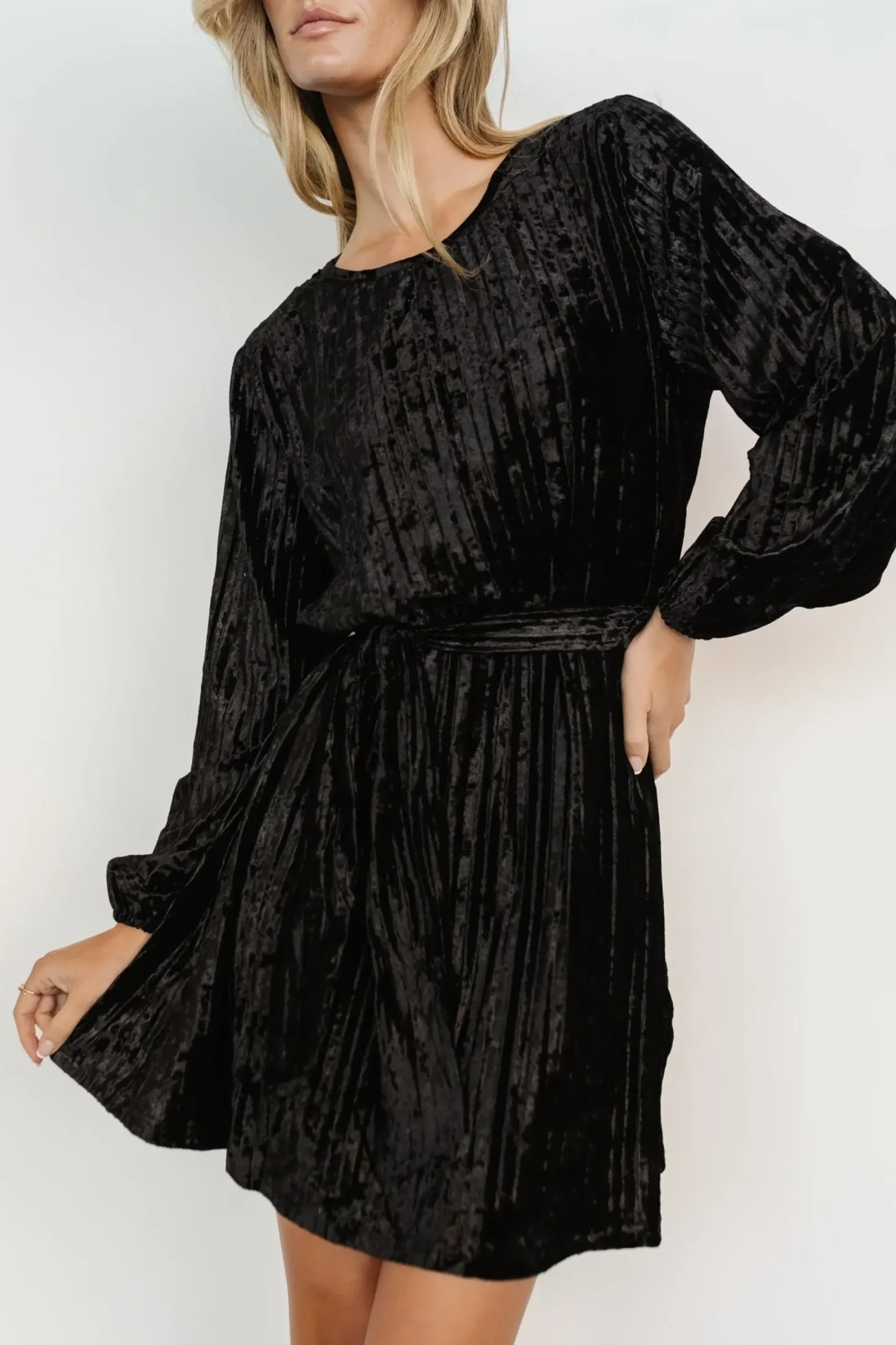 Baltic Born short dresses|Anastasia Velvet Short Dress | Black