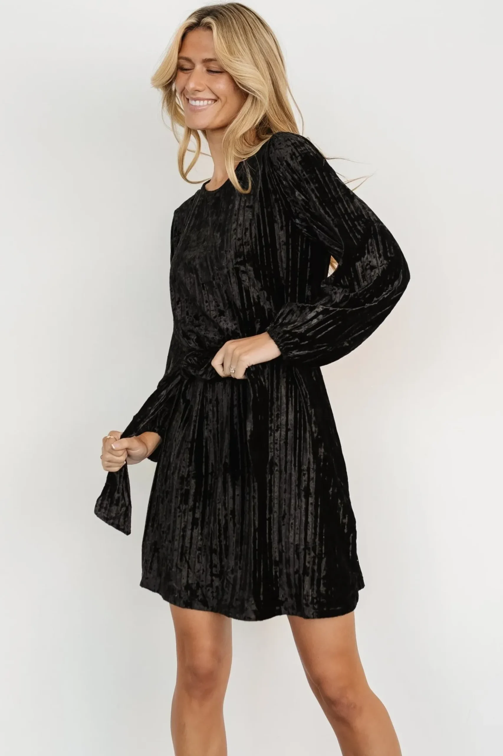 Baltic Born short dresses|Anastasia Velvet Short Dress | Black