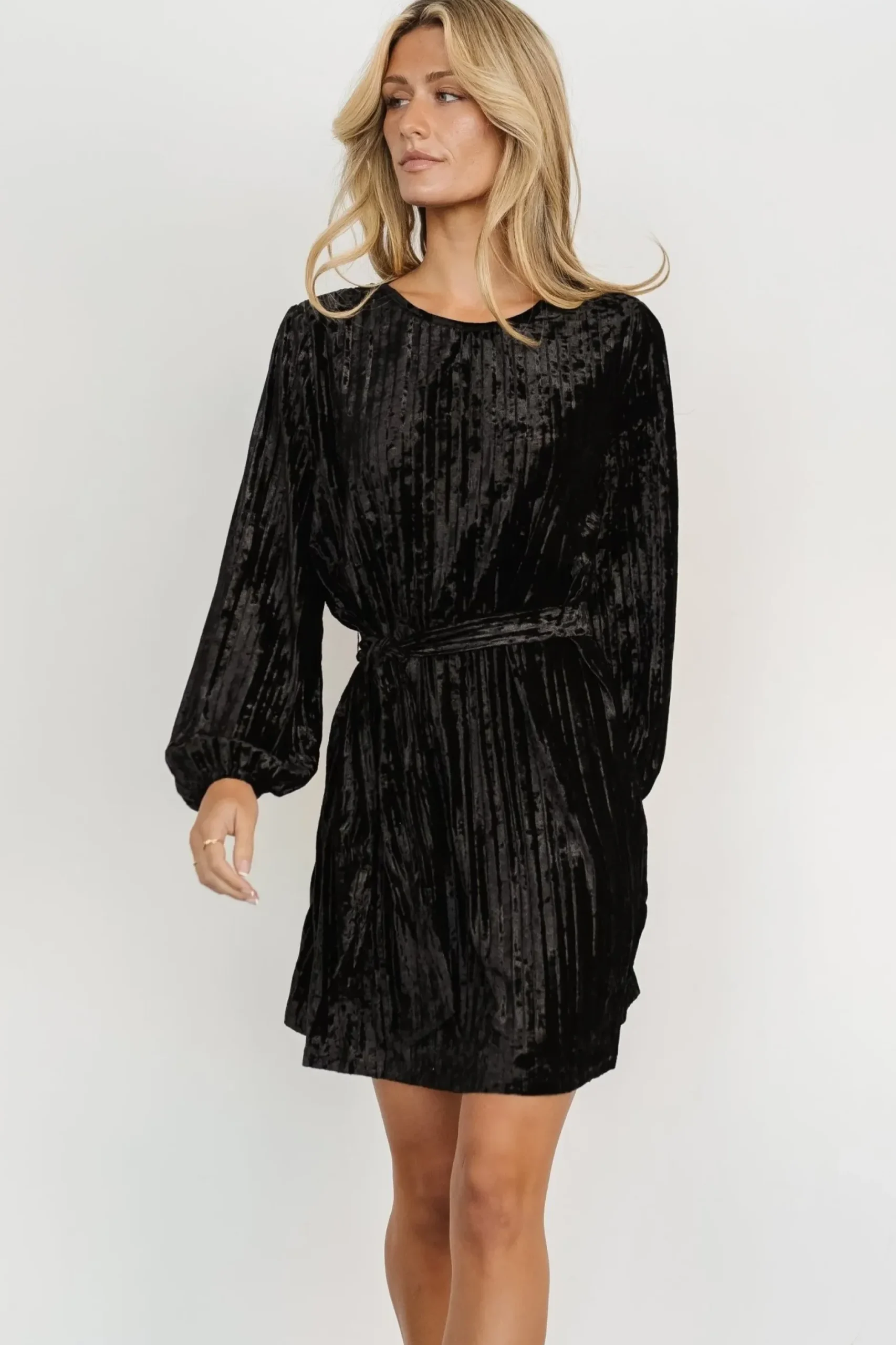 Baltic Born short dresses|Anastasia Velvet Short Dress | Black