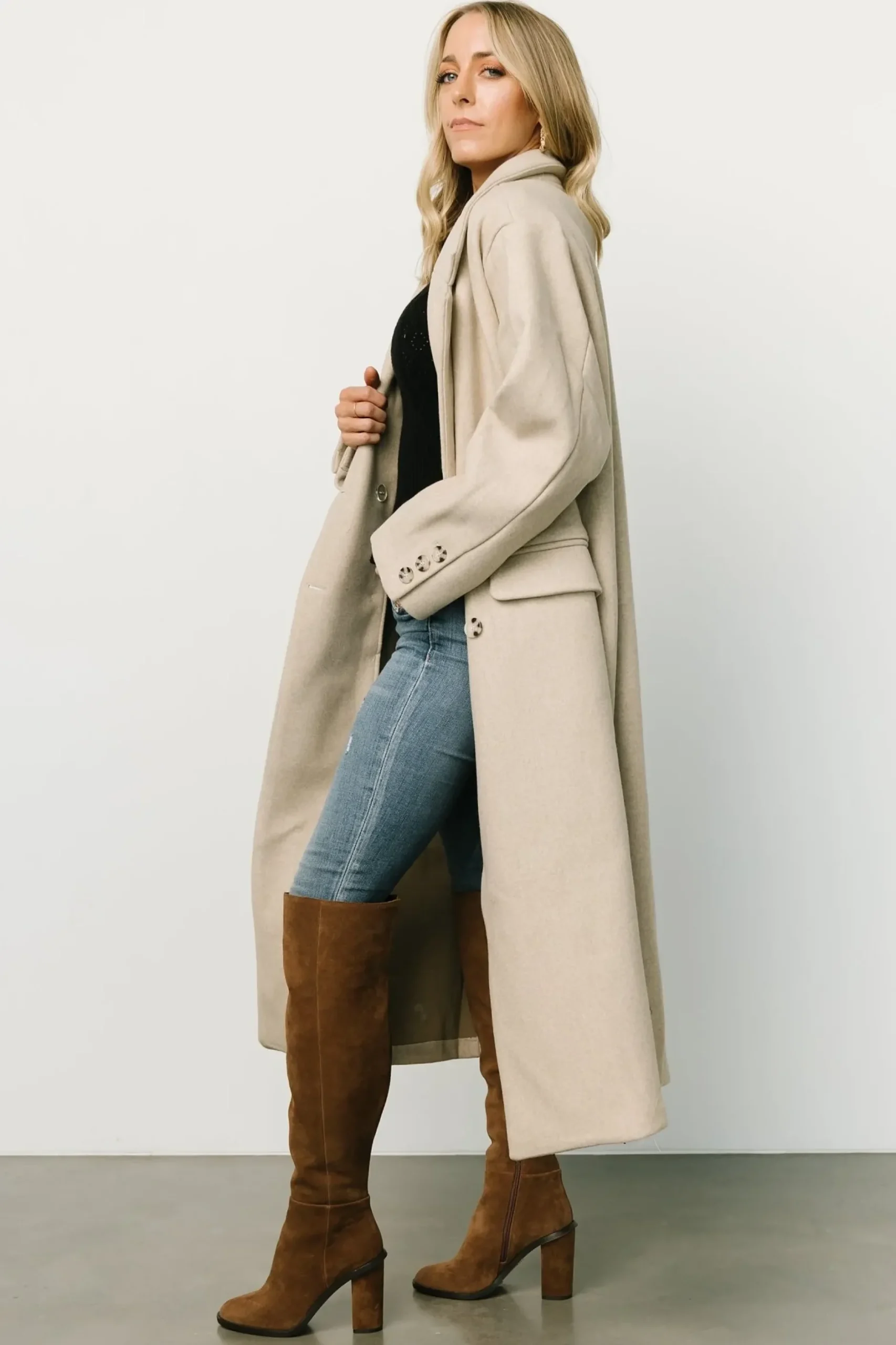 Baltic Born outerwear|WINTER ESSENTIALS|Anderson Double Breasted Coat | Natural