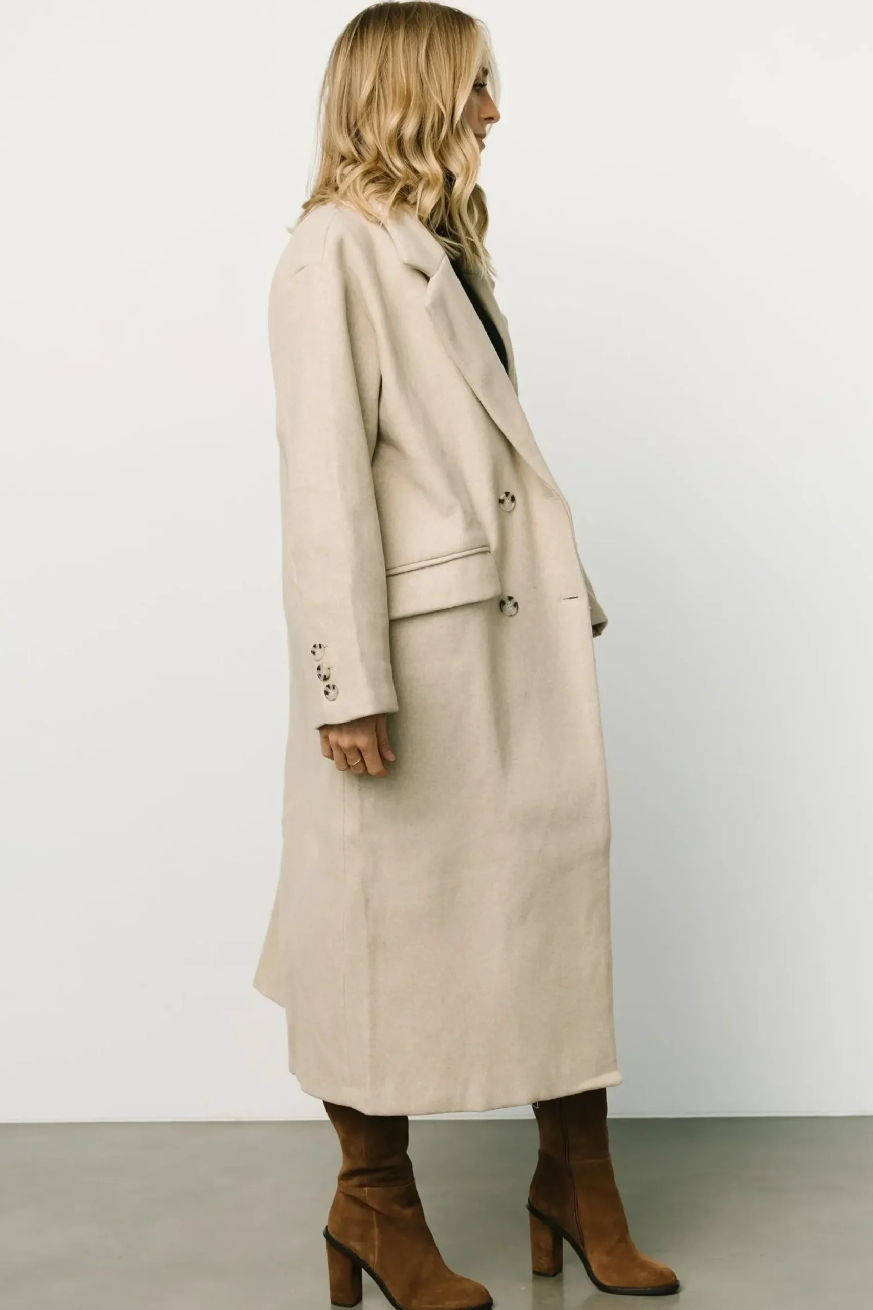 Baltic Born outerwear|WINTER ESSENTIALS|Anderson Double Breasted Coat | Natural