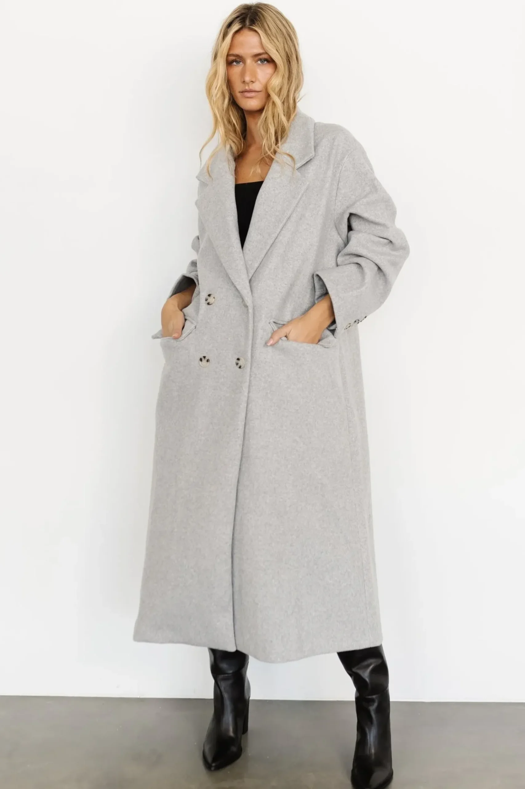 Baltic Born outerwear|WINTER ESSENTIALS|Anderson Double Breasted Coat | Gray