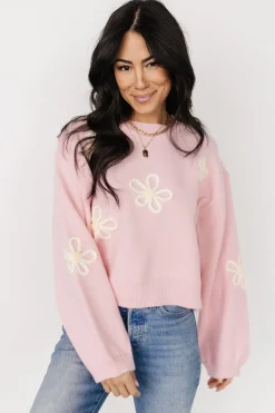 Baltic Born sweaters|Annie Flower Knit Sweater | Pink
