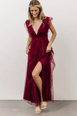 Baltic Born tulle styles|Annika Sequin Mesh Maxi Dress | Nude Blush