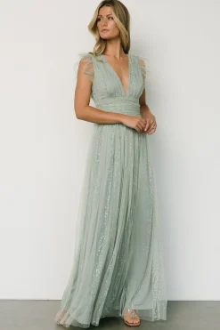 Baltic Born tulle styles|Annika Sequin Mesh Maxi Dress | Dusty Sage