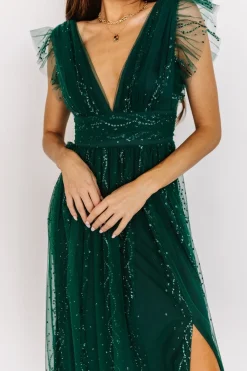 Baltic Born tulle styles|Annika Sequin Mesh Maxi Dress | Green