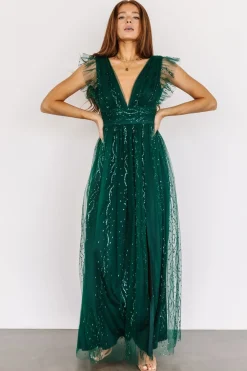 Baltic Born tulle styles|Annika Sequin Mesh Maxi Dress | Green