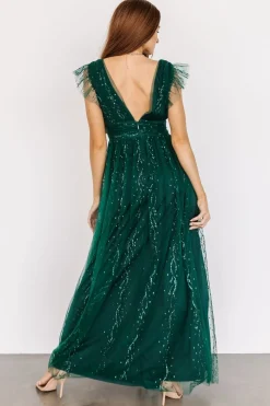 Baltic Born tulle styles|Annika Sequin Mesh Maxi Dress | Green