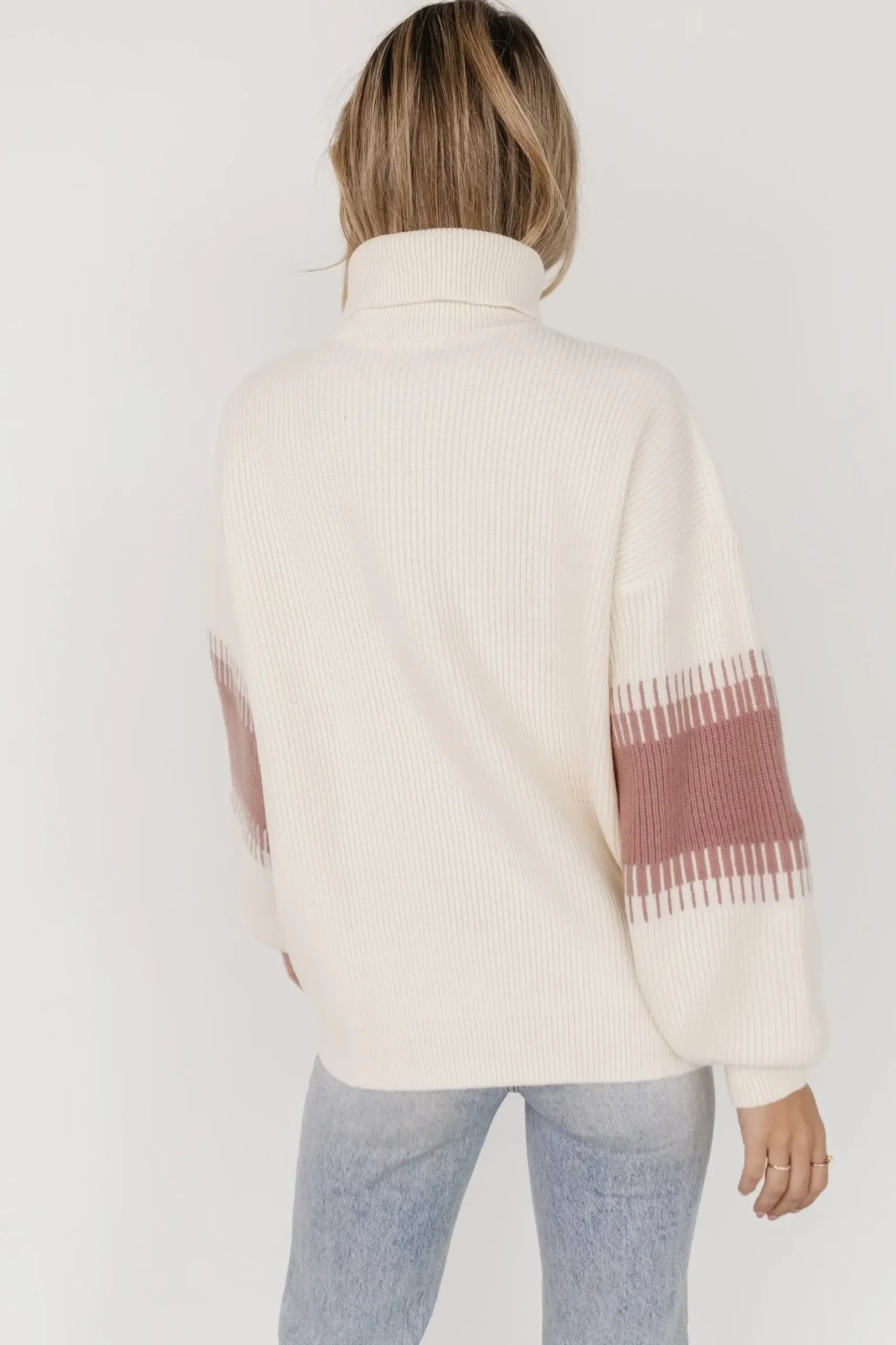 Baltic Born TOPS|sweaters|Antonov Turtle Neck Sweater | Mauve + Cream