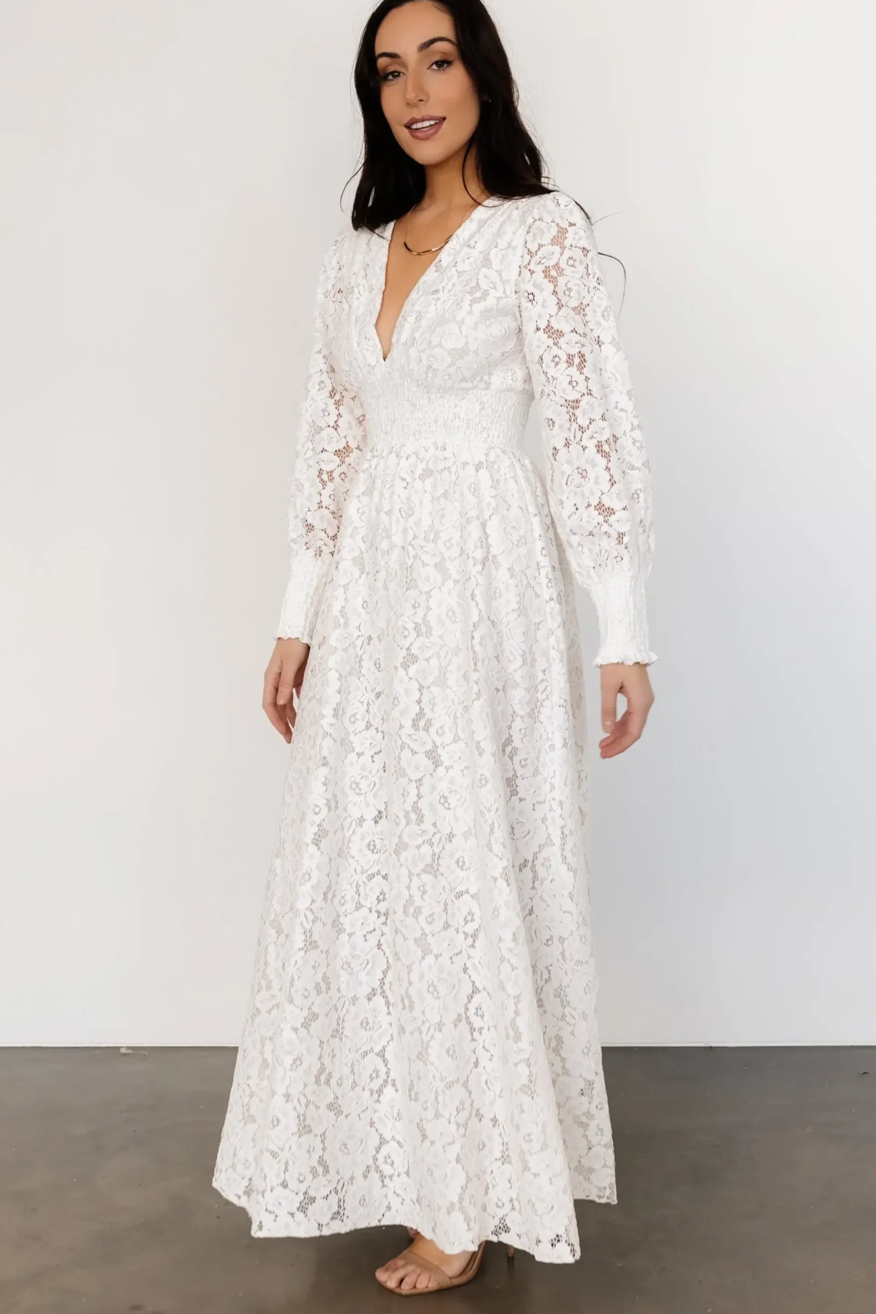Baltic Born bump friendly|EXTENDED SIZING|Aphrodite Lace Maxi Dress | Off White