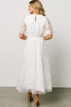 Baltic Born WEDDING SUITE|wedding guest|Arabella Embroidered Tulle Maxi Dress | White
