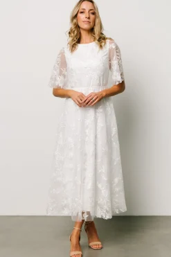 Baltic Born WEDDING SUITE|wedding guest|Arabella Embroidered Tulle Maxi Dress | White
