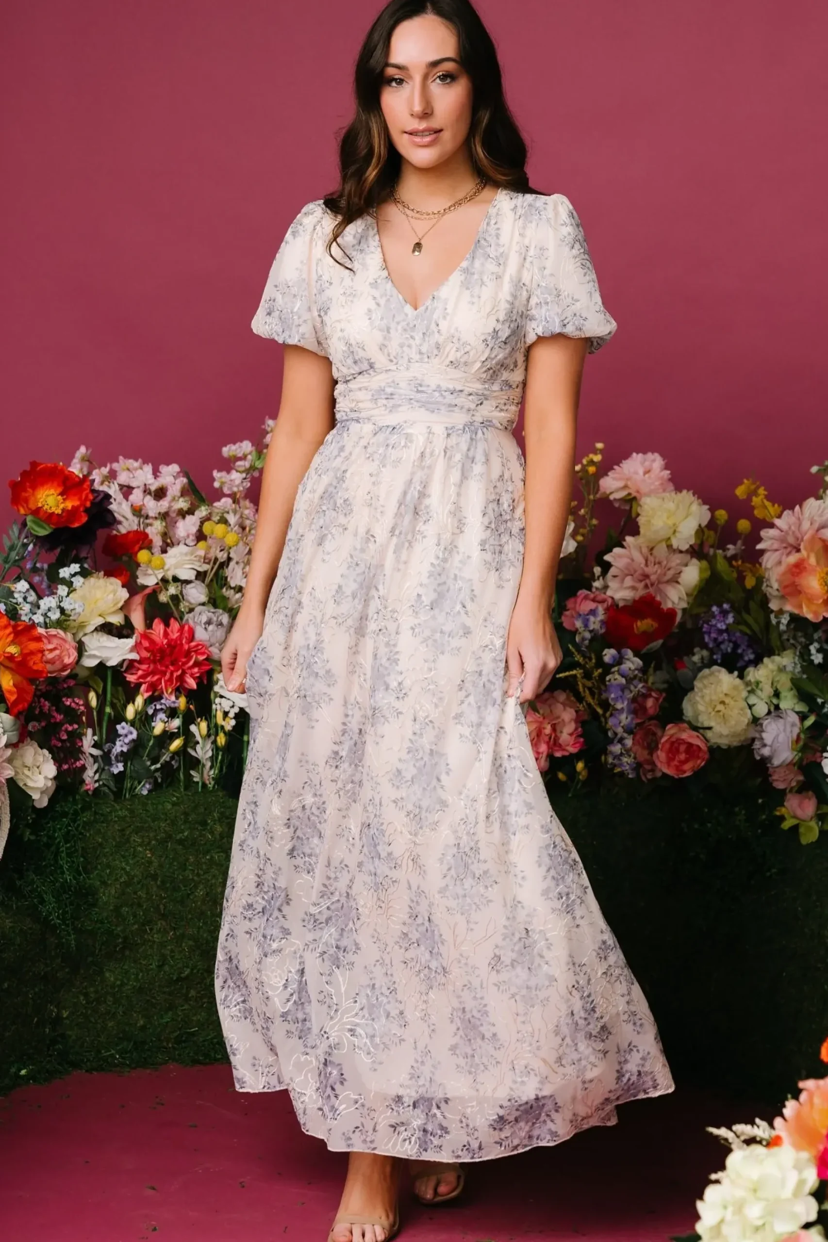 Baltic Born COMING SOON|Ardley Maxi Dress | Cream + Blue
