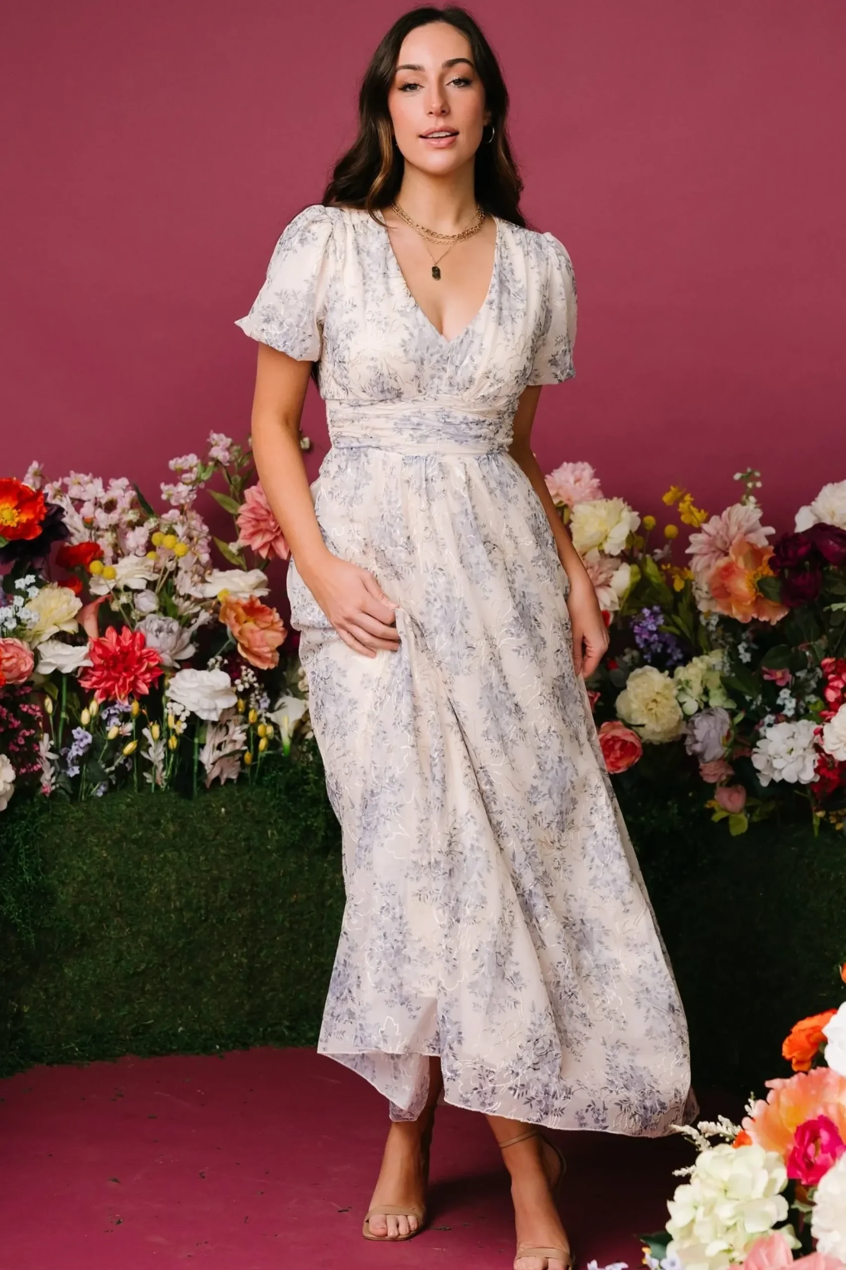 Baltic Born COMING SOON|Ardley Maxi Dress | Cream + Blue