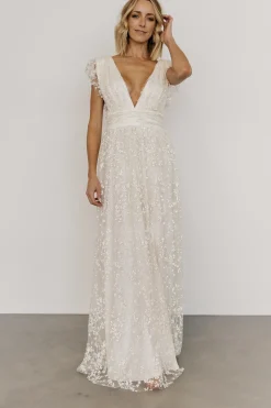 Baltic Born embellished + sequined|Arlene Shimmer Gown | Black + Rose Gold
