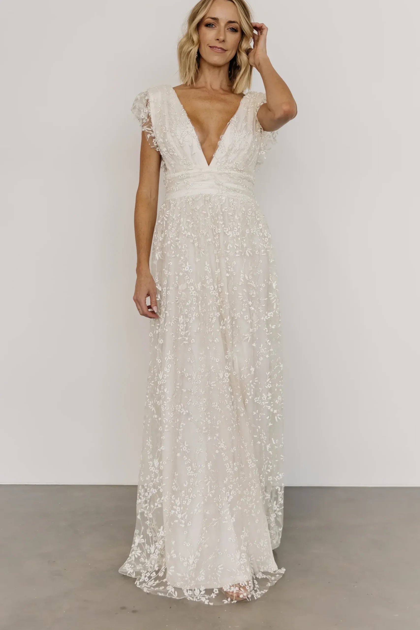 Baltic Born embellished + sequined|Arlene Shimmer Gown | Black + Rose Gold