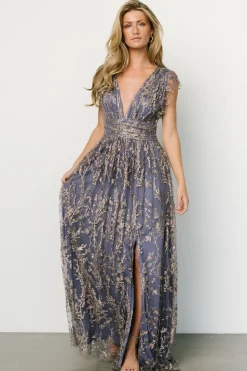 Baltic Born embellished + sequined|Arlene Shimmer Gown | Blue + Gold
