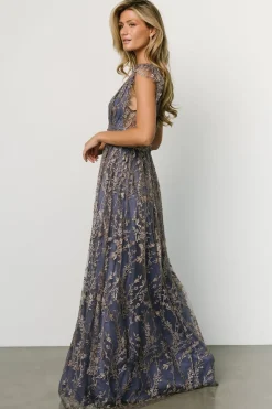 Baltic Born embellished + sequined|Arlene Shimmer Gown | Blue + Gold