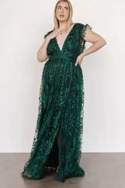 Baltic Born embellished + sequined|Arlene Shimmer Gown | Emerald