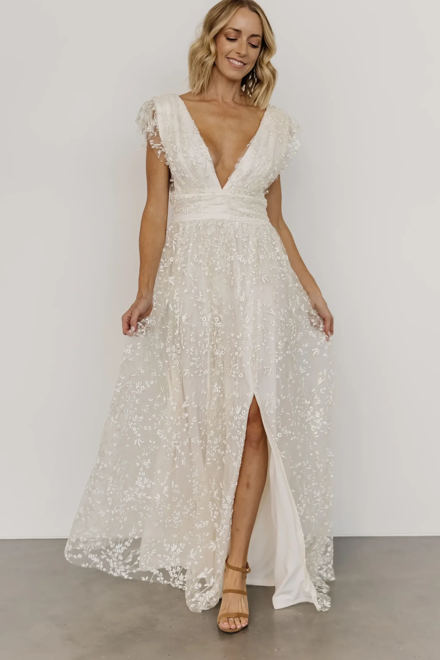 Baltic Born embellished + sequined|Arlene Shimmer Gown | Ivory