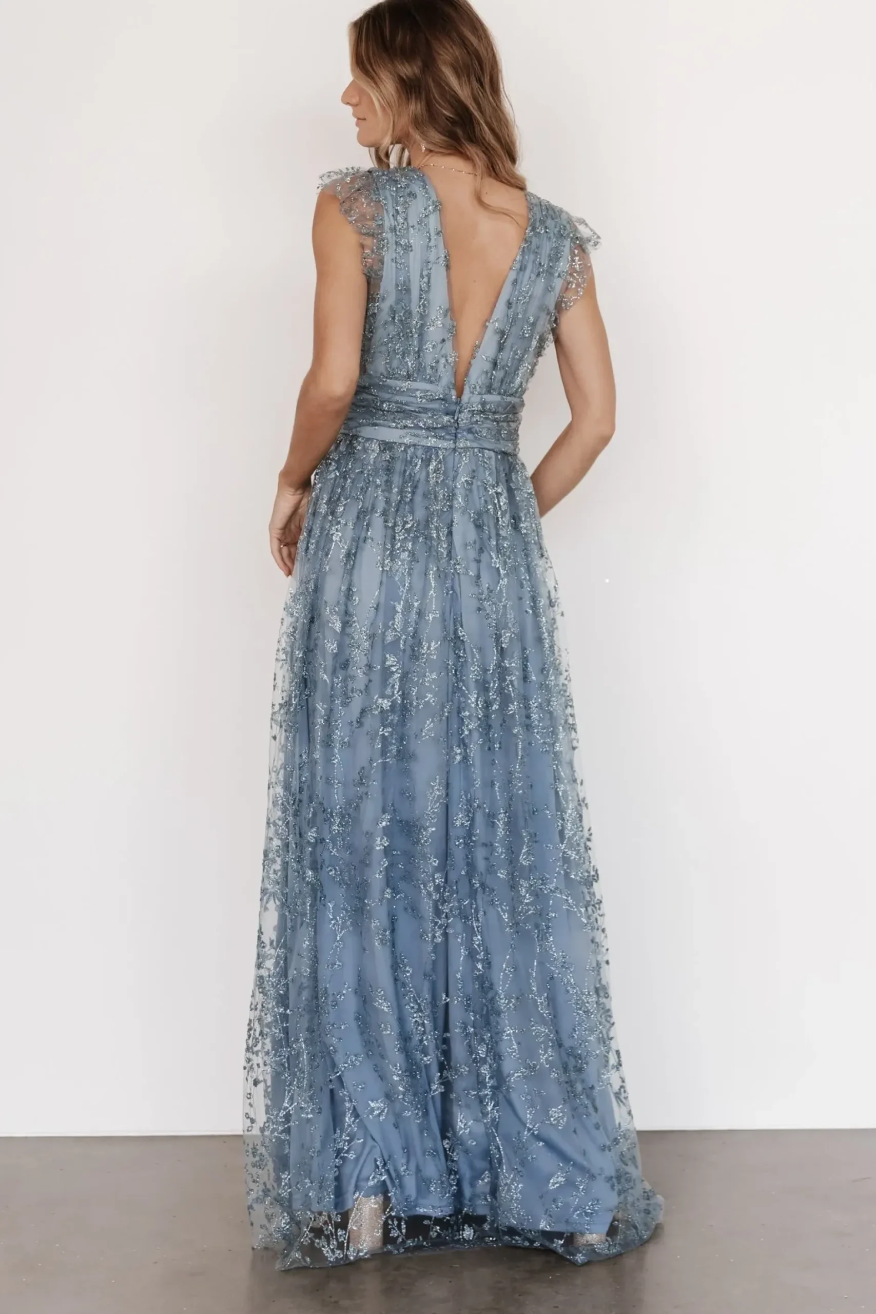 Baltic Born embellished + sequined|Arlene Shimmer Gown | Winter Blue