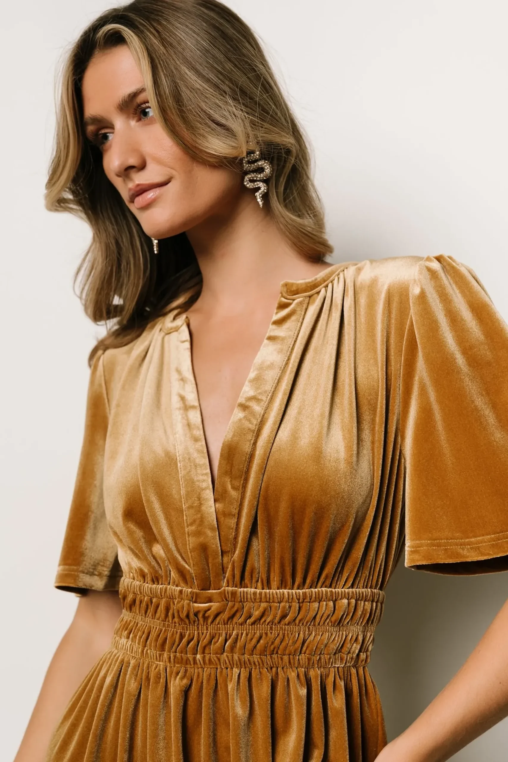 Baltic Born maxi dresses|EXTENDED SIZING|Artemis Velvet Maxi Dress | Dark Gold