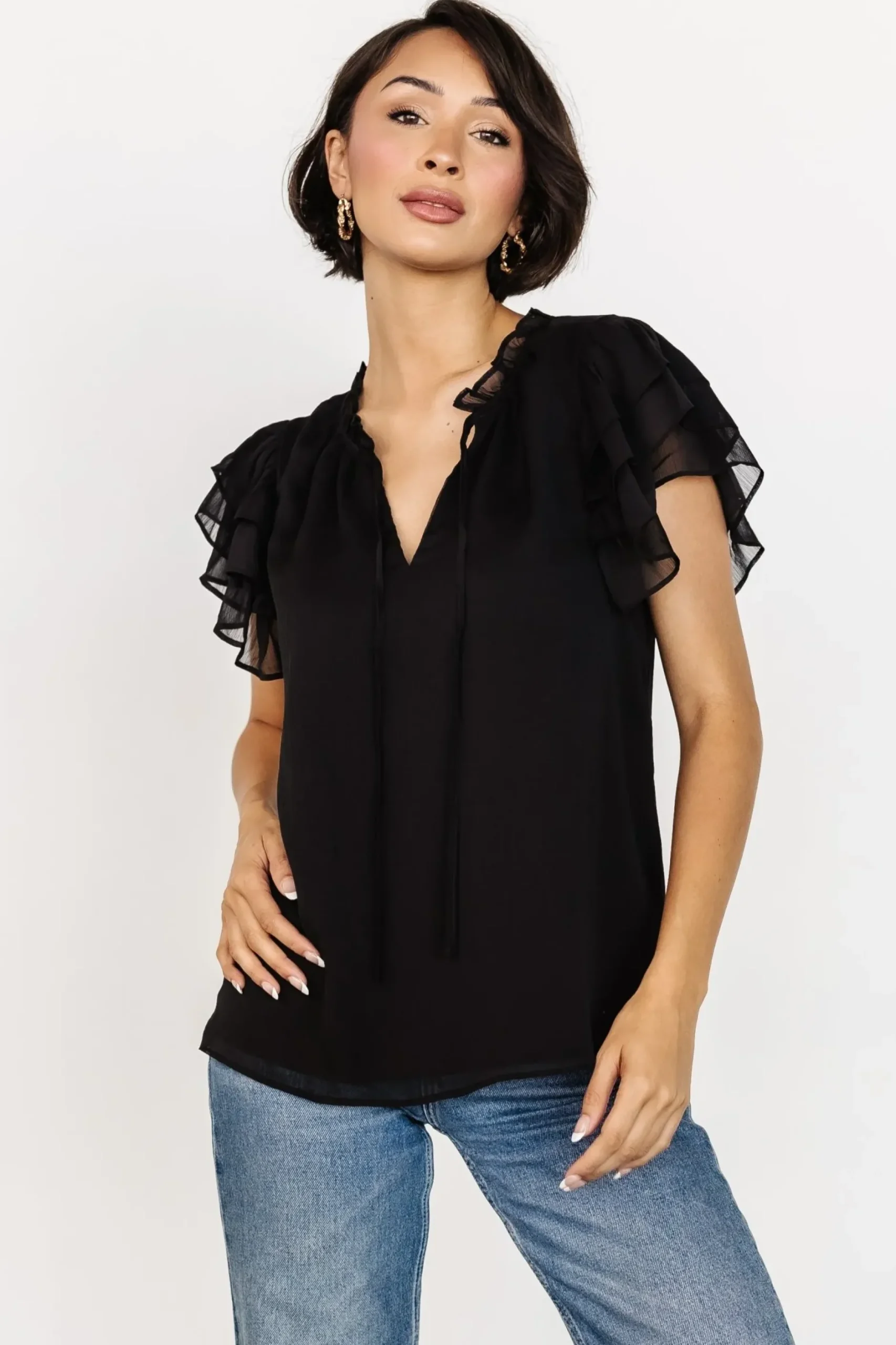 Baltic Born blouses + shirts|Asher Ruffle Sleeve Top | Off White