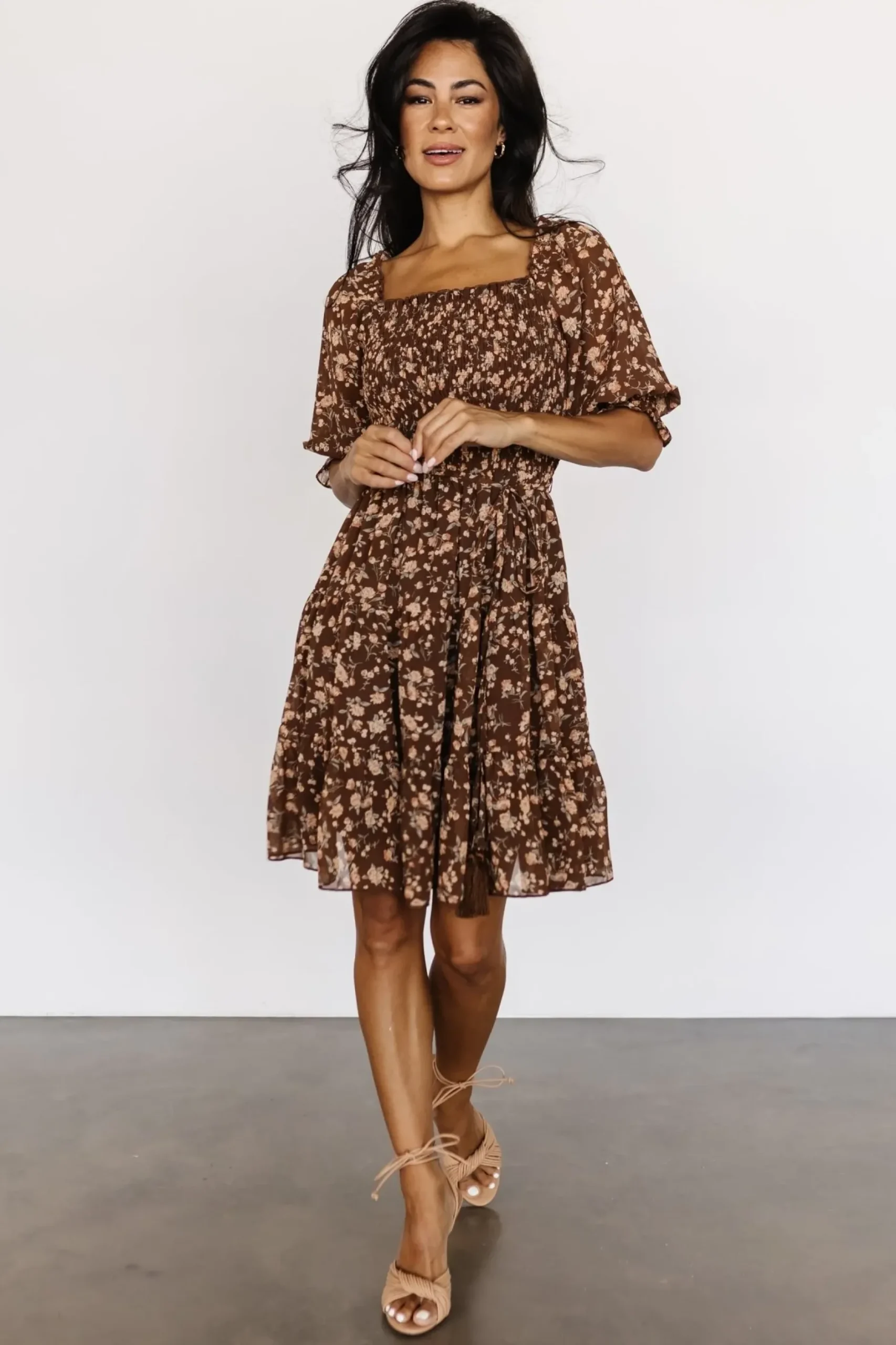 Baltic Born short dresses|Azlyn Smocked Short Dress | Copper Floral