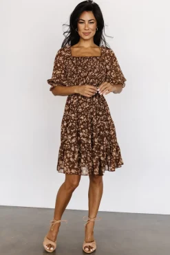 Baltic Born short dresses|Azlyn Smocked Short Dress | Copper Floral