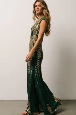 Baltic Born embellished + sequined|Azura Sequin Gown | Green + Gold